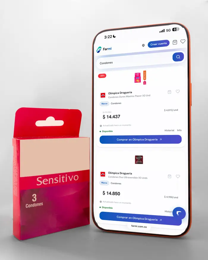 Farmi comparando precios de condones entre farmacias