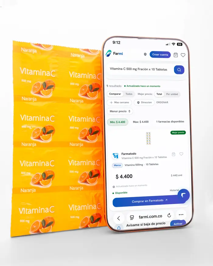 Farmi comparando precios de vitamina C 500 mg