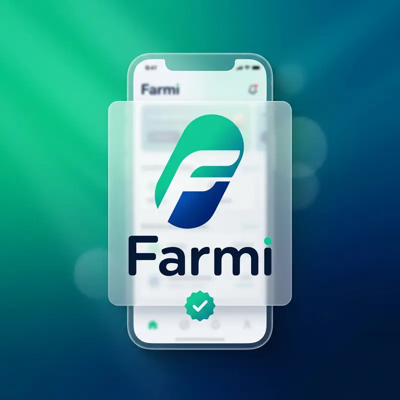 Logo de Farmi en la pantalla de un celular